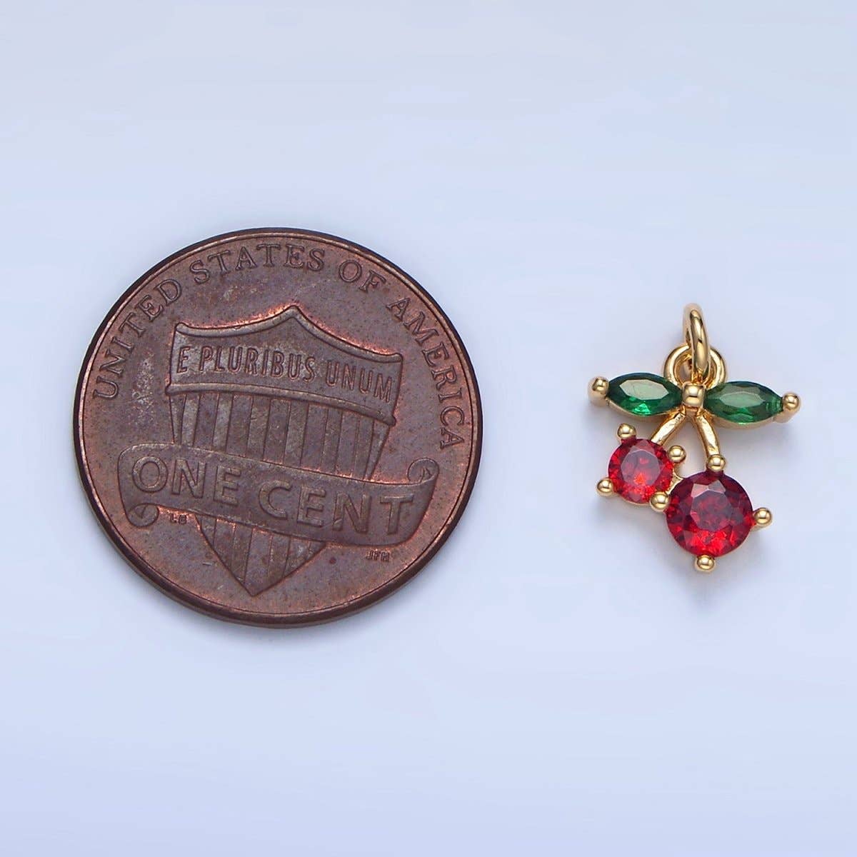 24K Gold Filled Red CZ Cherry Fruit Mini Charm | X849