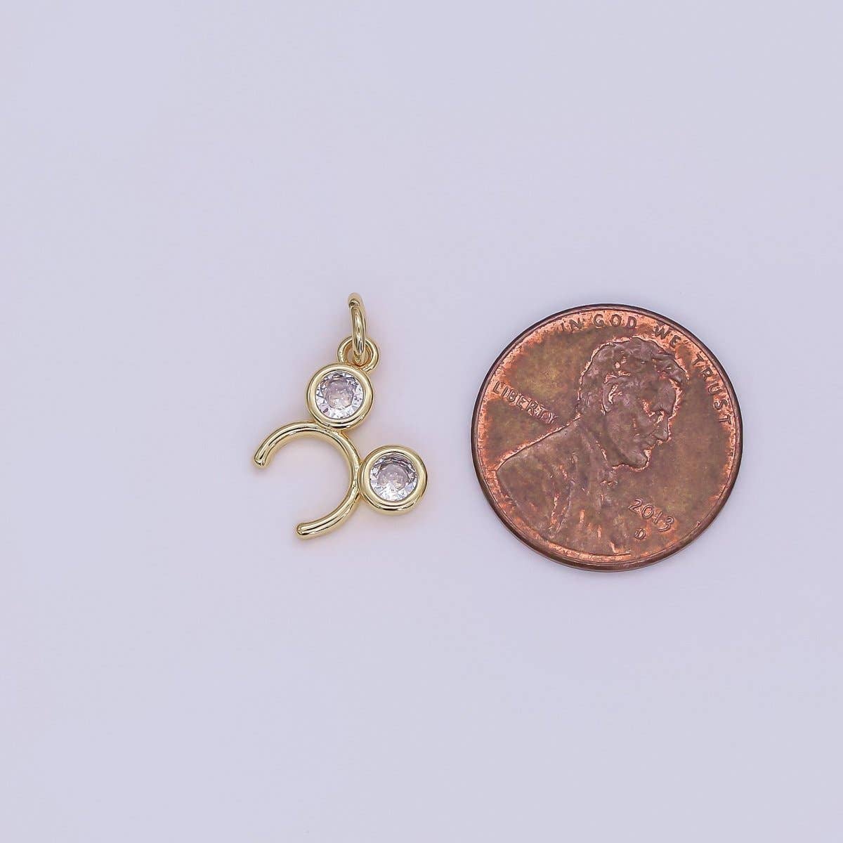 24K Gold Filled Clear CZ Round Headband Mini Charm | AF480