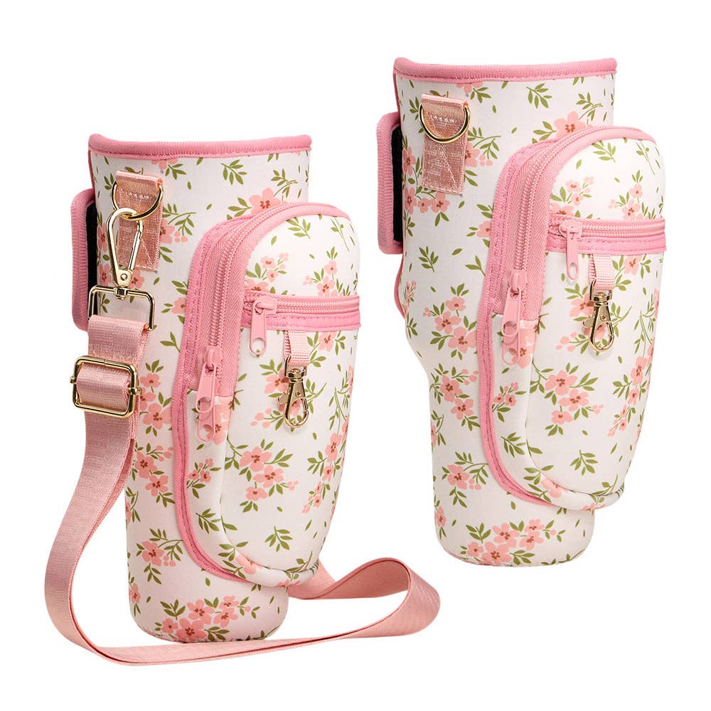 Flower Pattern Tumbler Carrier Holder Bag