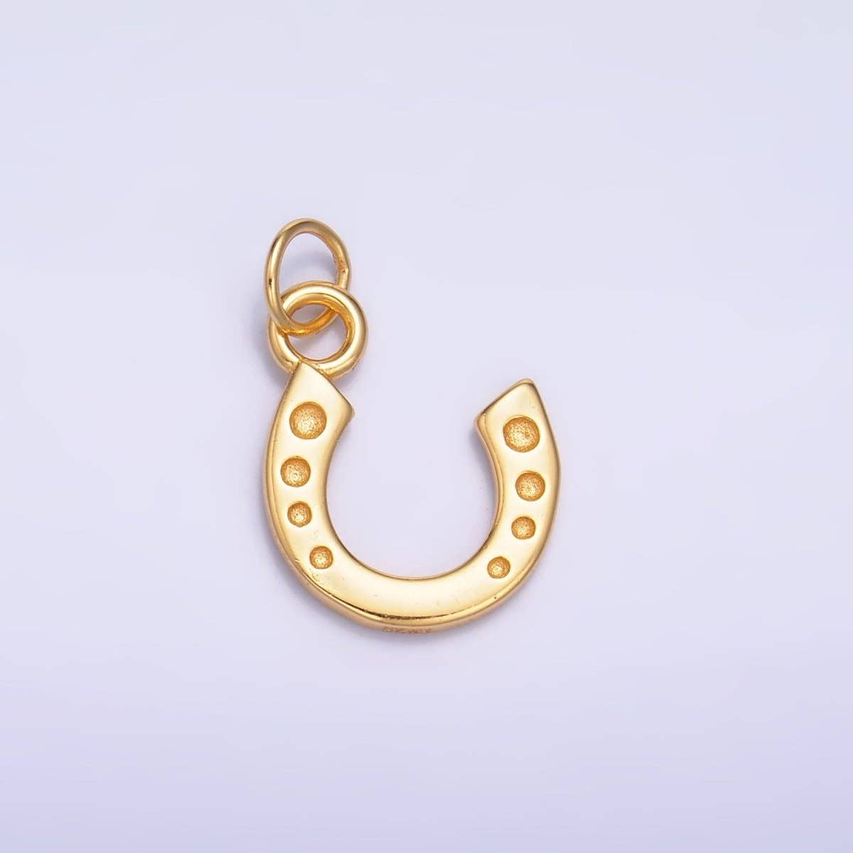 S925 Sterling Silver 11mm Dotted Horseshoe Charm in Gold & Silver | SL-624