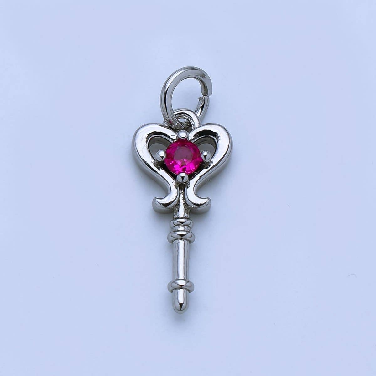 24K Gold Filled Clear, Pink CZ Key Lock Charm in Gold & Silver | AJ377 AJ468