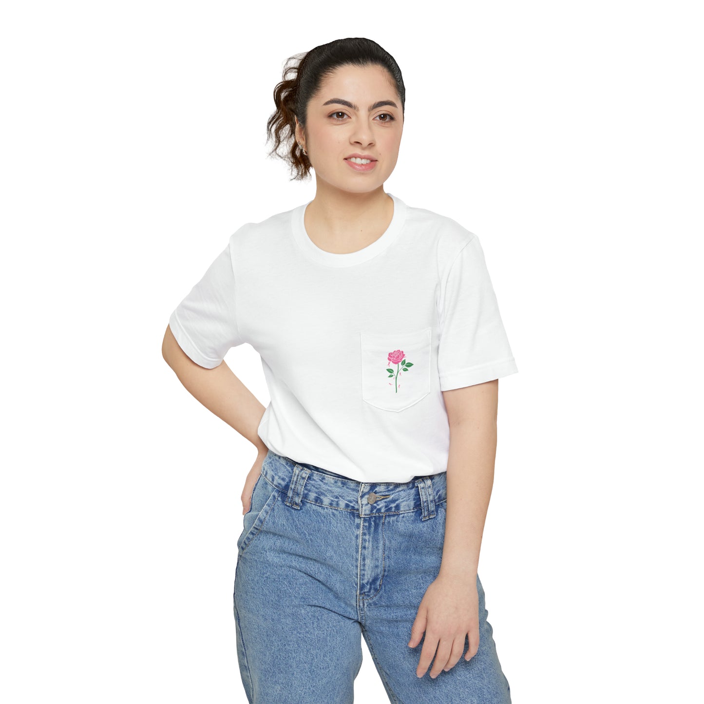 Pink Rose Unisex Pocket T-shirt