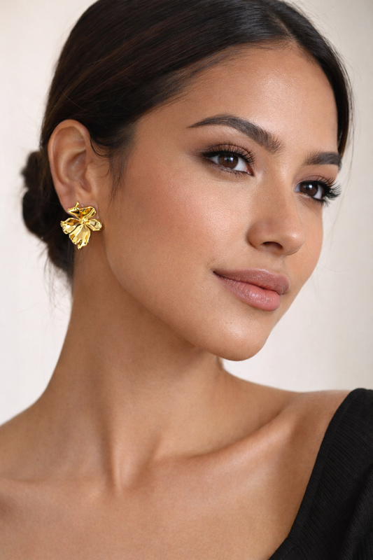 Golden Orchid Studs