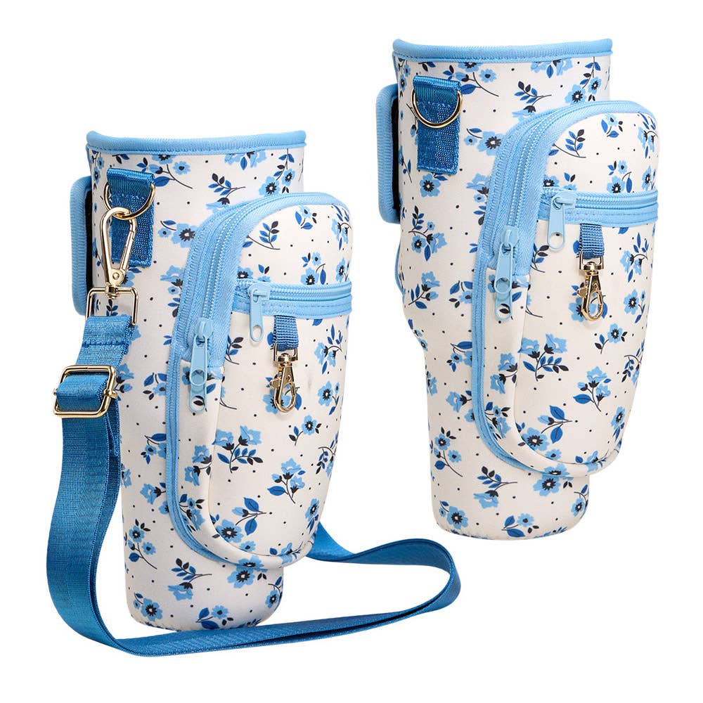 Flower Pattern Tumbler Carrier Holder Bag