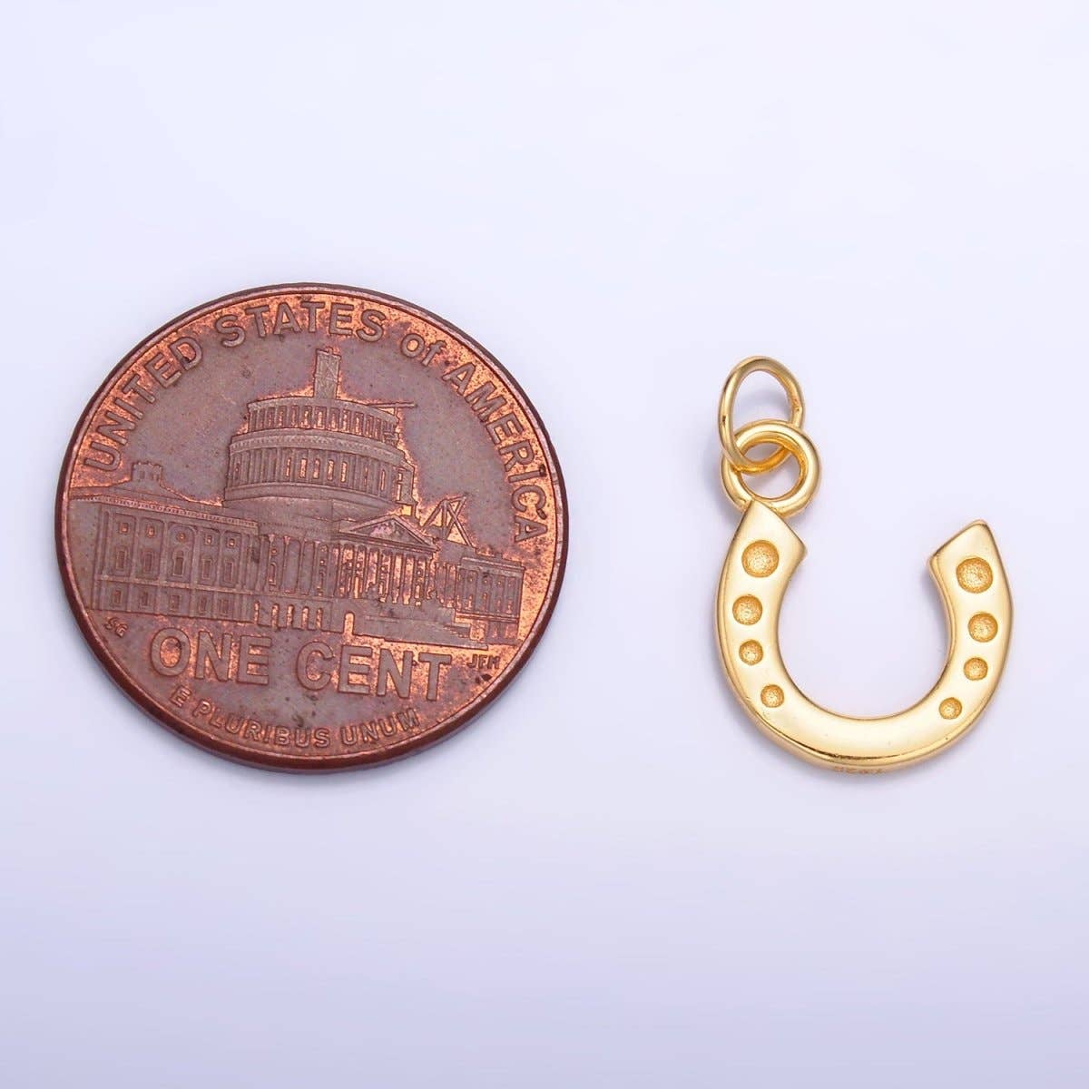 S925 Sterling Silver 11mm Dotted Horseshoe Charm in Gold & Silver | SL-624