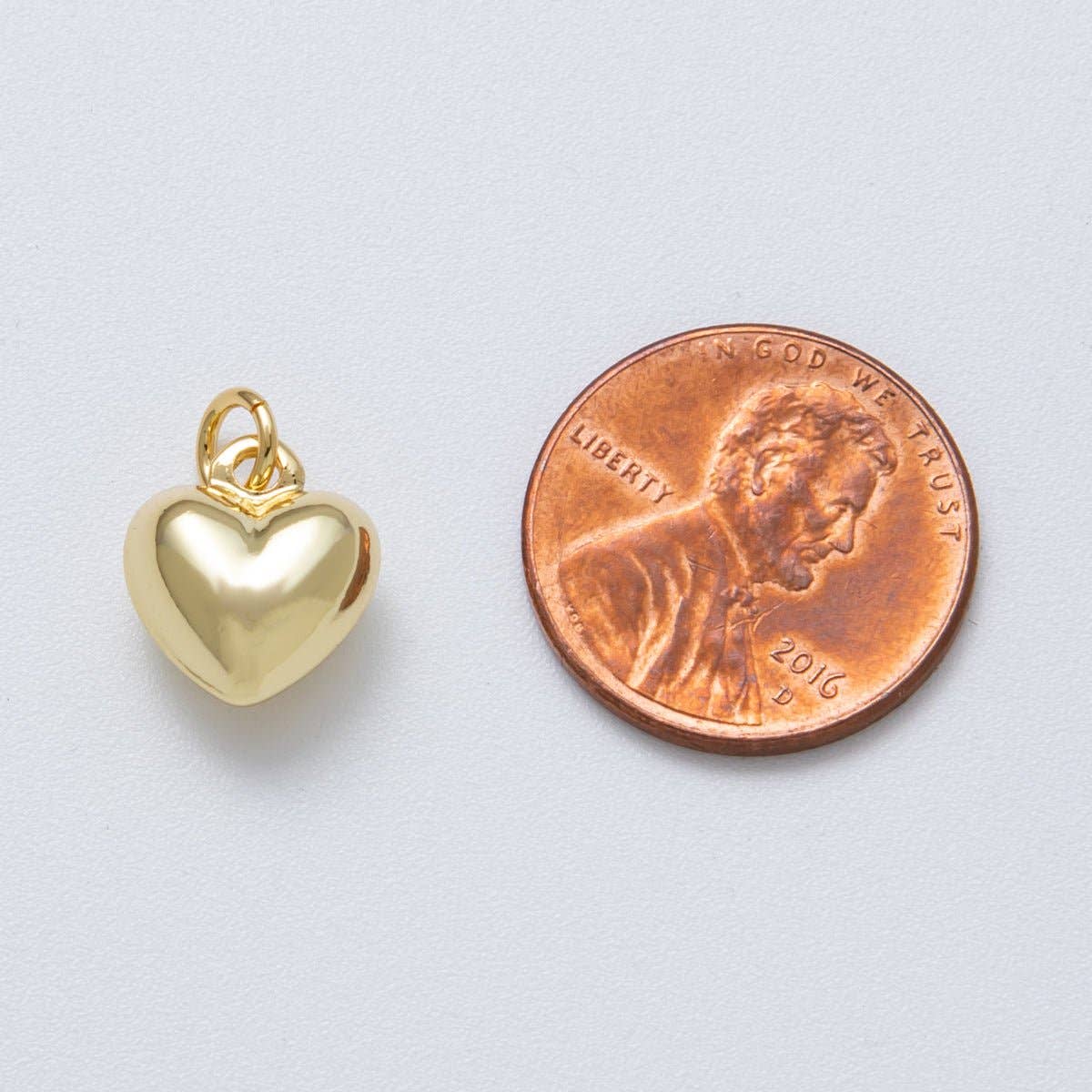 14K Gold Filled 12mm Minimalist Heart 3D Multidimensional Charm | Charms-00035