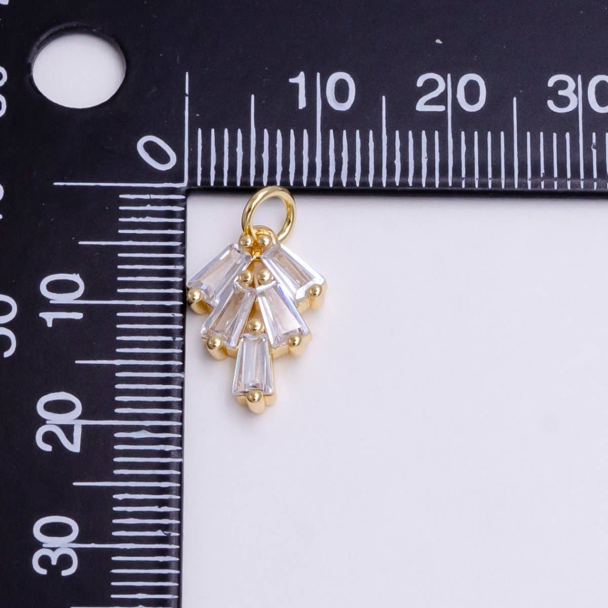 16K Gold Filled Multiple Clear Baguette Mini Drop Add-On Charm | X-019