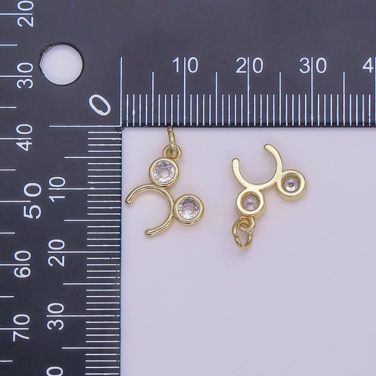 24K Gold Filled Clear CZ Round Headband Mini Charm | AF480