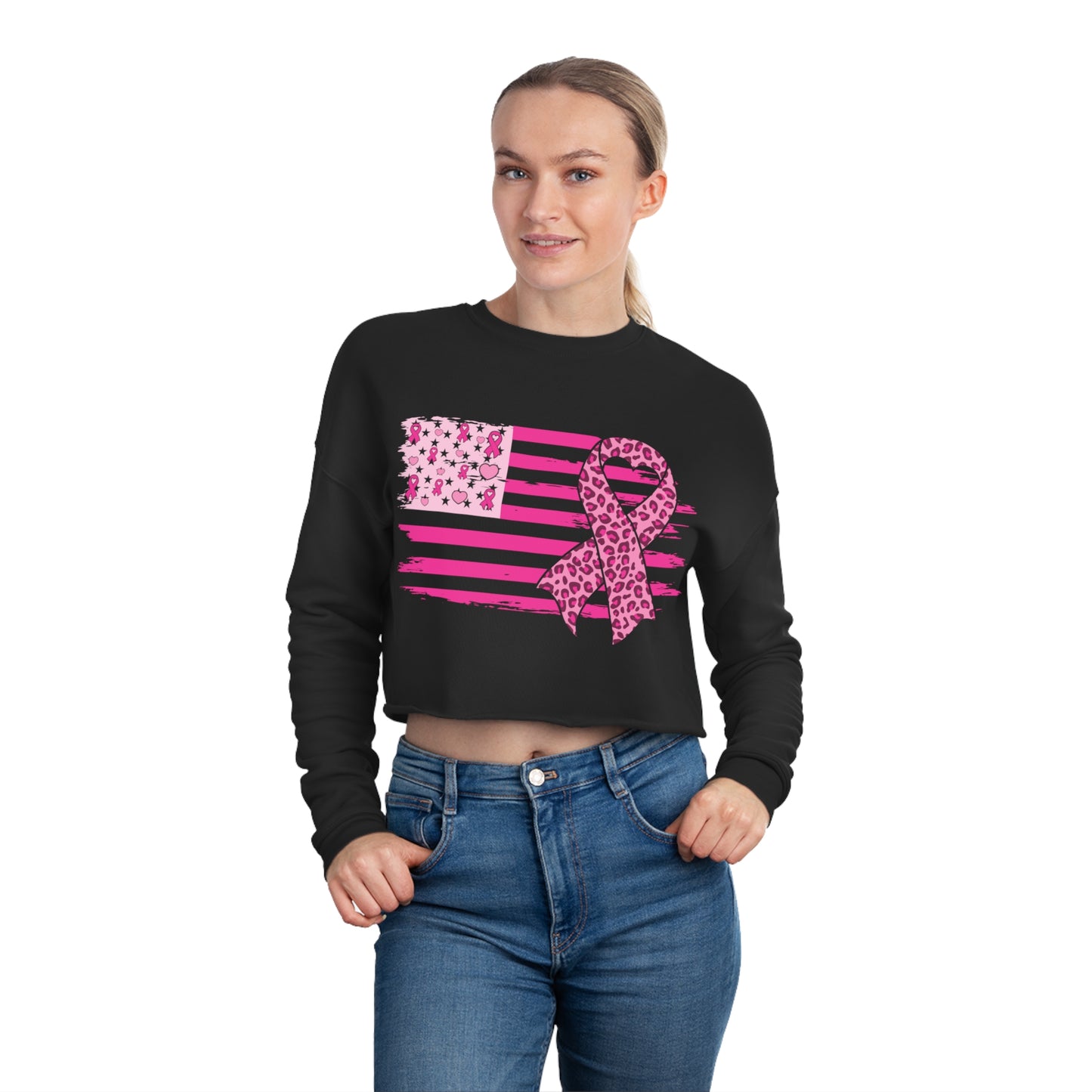 Pink Flag  Women's Cropped Sweatshirt