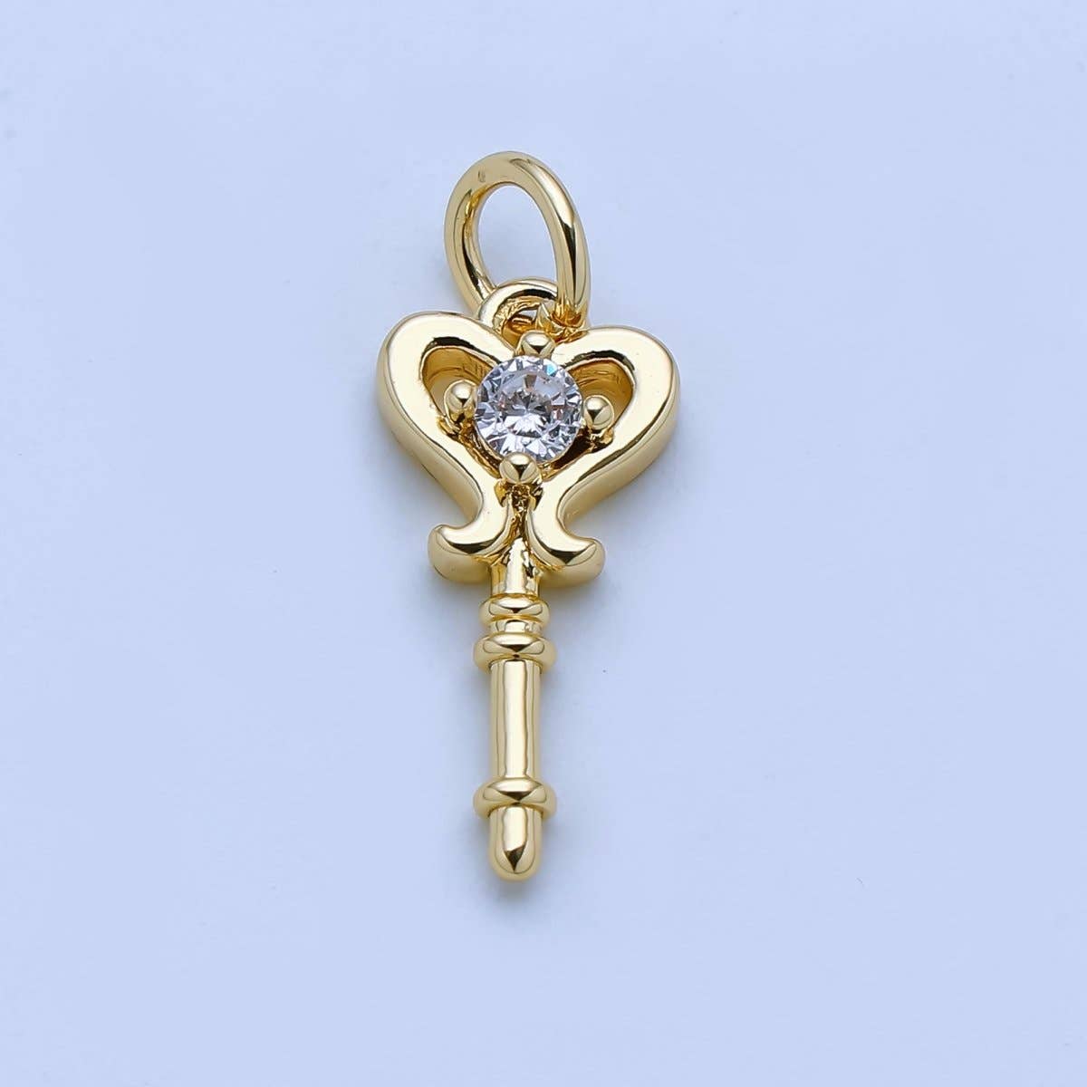 24K Gold Filled Clear, Pink CZ Key Lock Charm in Gold & Silver | AJ377 AJ468