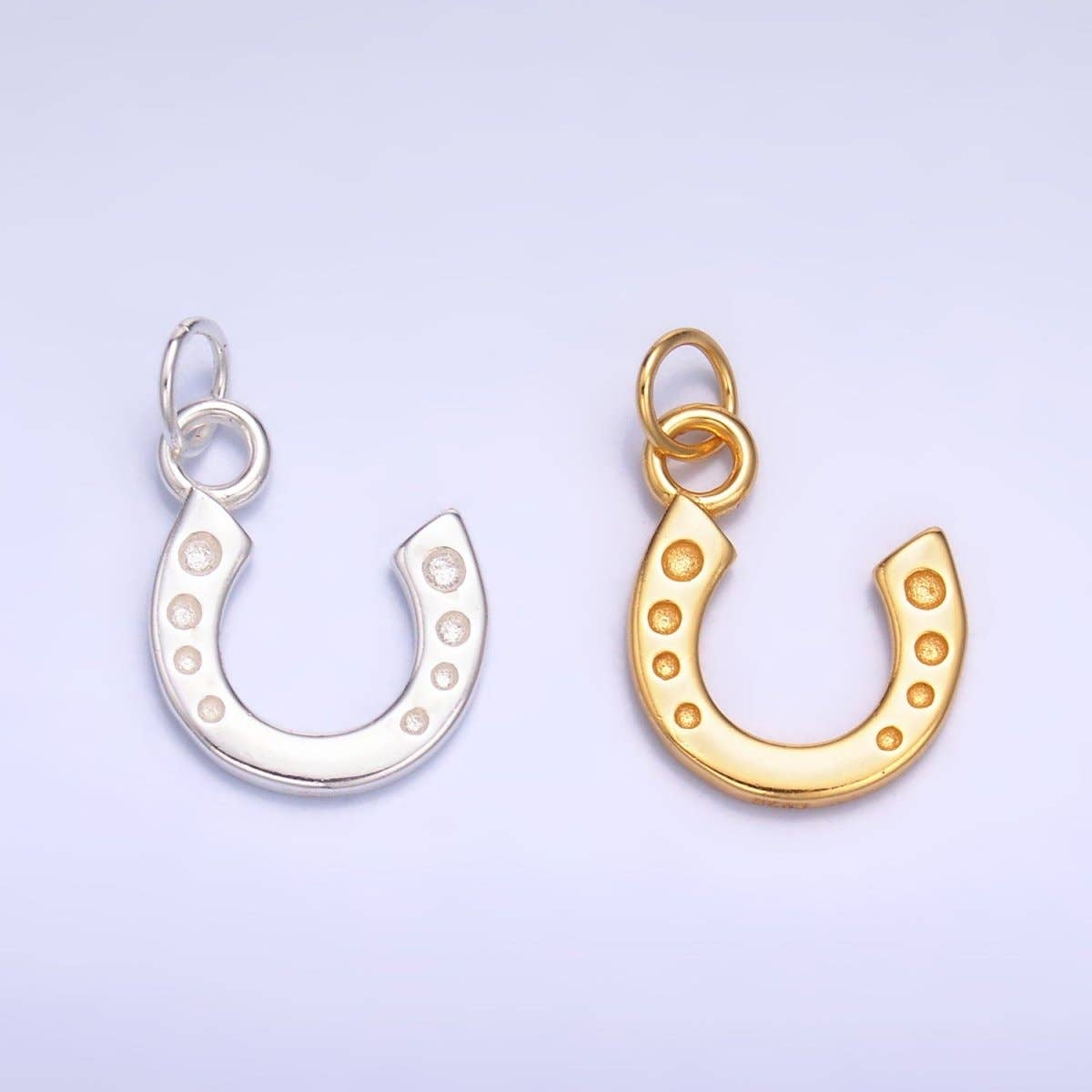 S925 Sterling Silver 11mm Dotted Horseshoe Charm in Gold & Silver | SL-624