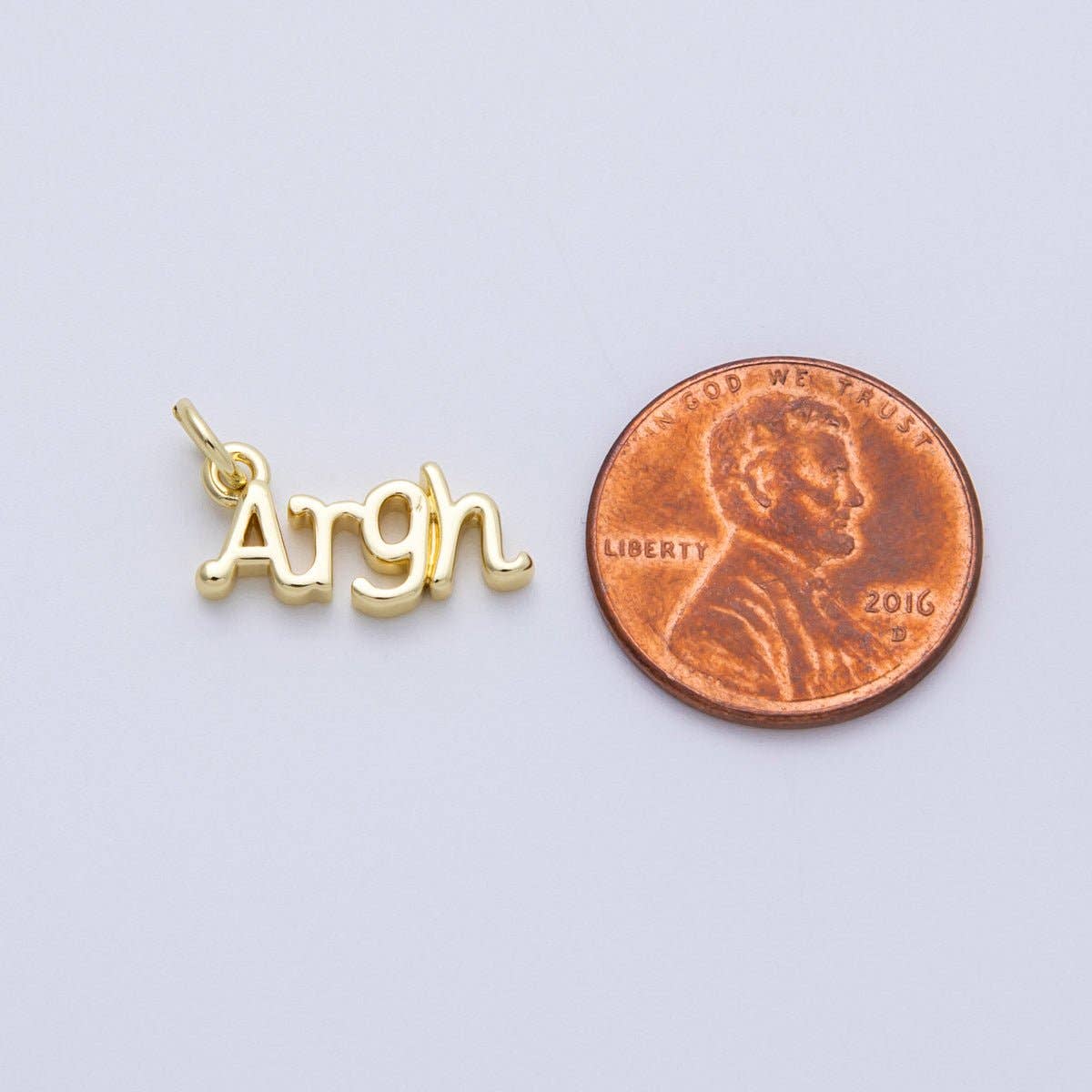 14K Gold Filled 16mm "Argh" Minimalist Script Charm | Charms-00029