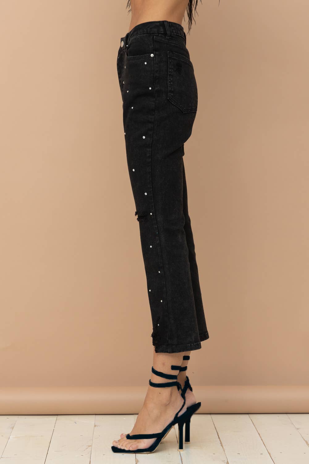 Studded Rhinestone Denim Jeans