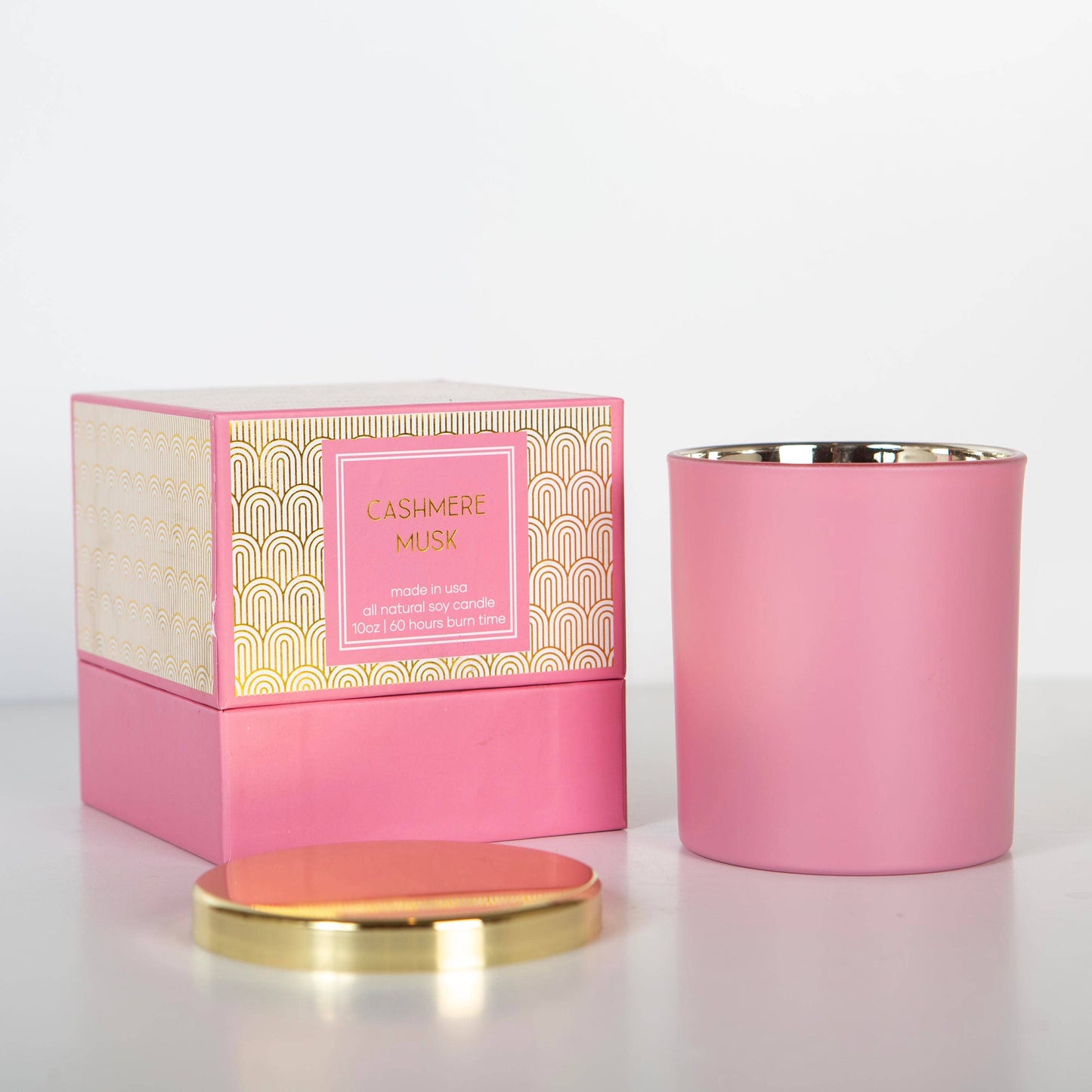 Pink and Gold Cashmere Musk Mid Century Foil Boxed Candle