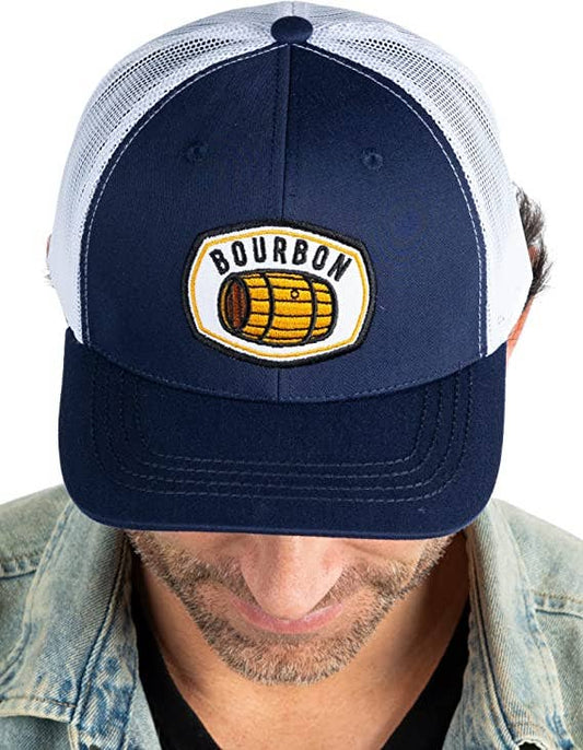 Men's Trucker Patch Hat: Bourbon (Navy/White)