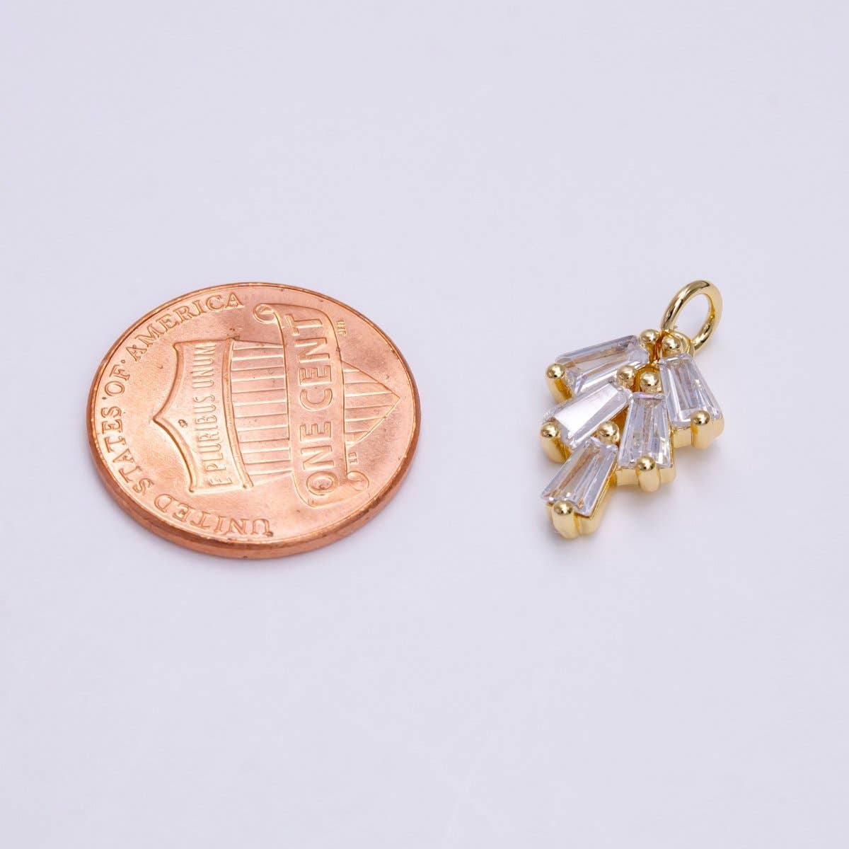 16K Gold Filled Multiple Clear Baguette Mini Drop Add-On Charm | X-019