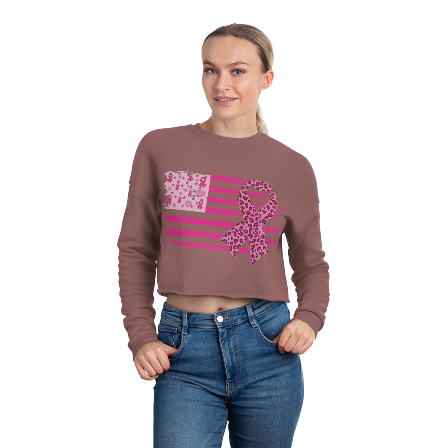 Pink Flag  Women's Cropped Sweatshirt