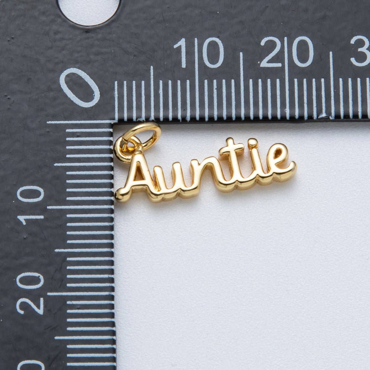 14K Gold Filled 20.5mm "Auntie" Minimalist Script Charm | Charms-00032
