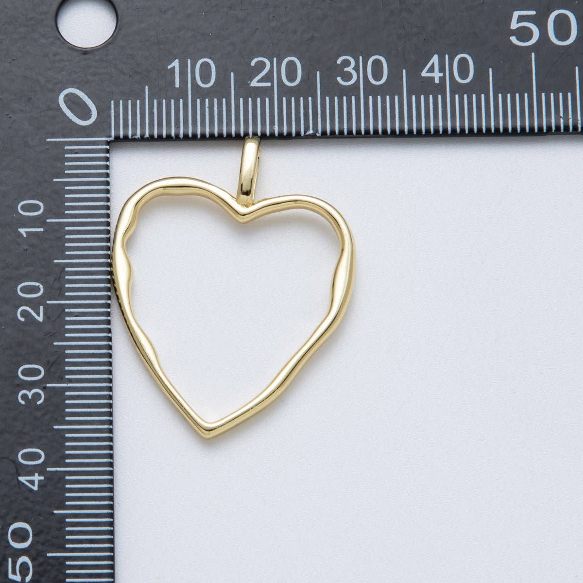 14K Gold Filled 36mm Minimalist Open Molten Heart Charm | Charms-00038