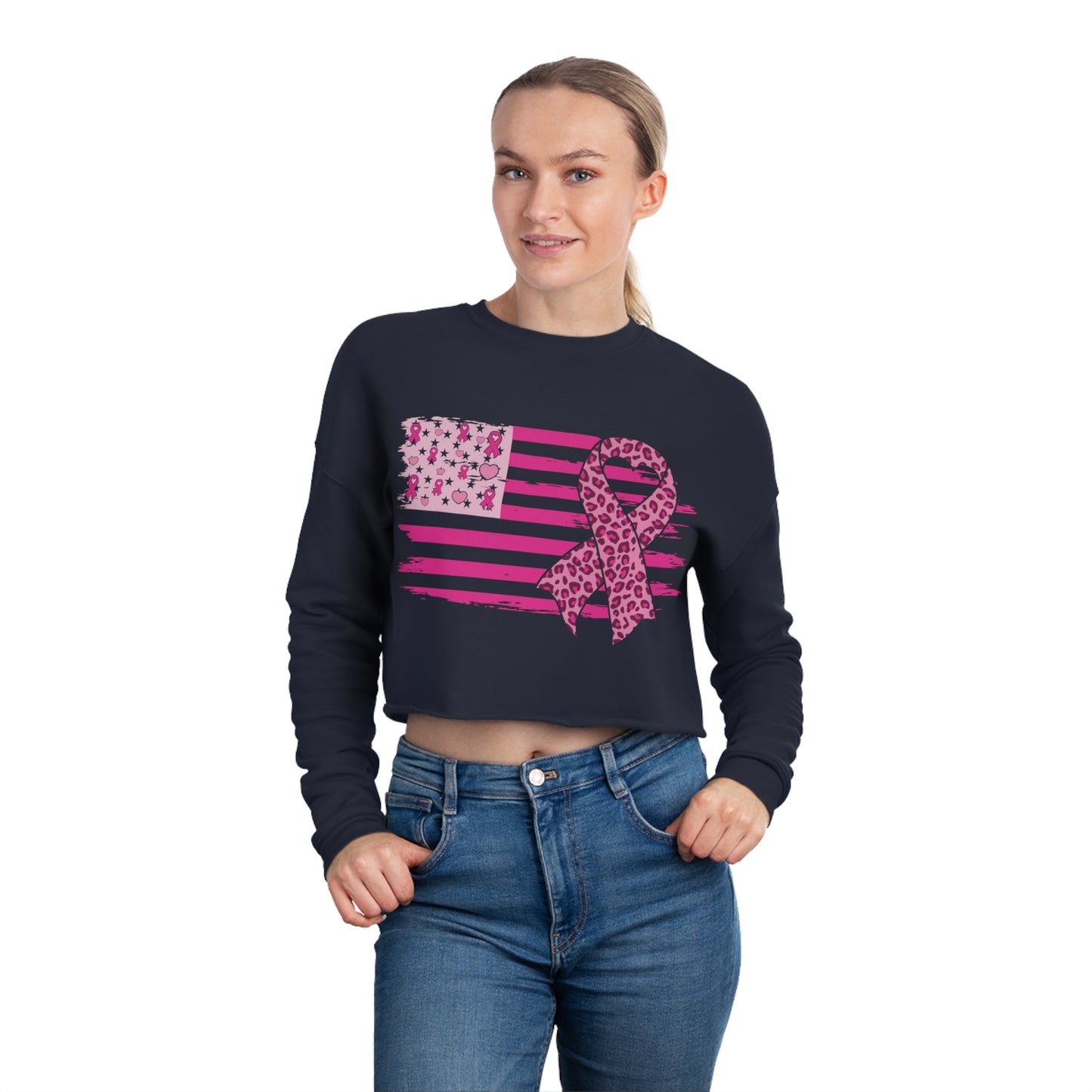 Pink Flag  Women's Cropped Sweatshirt