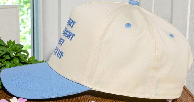 Two Tone Embroidered Cap - Man's Right to Shut Up (Lt. Blue)
