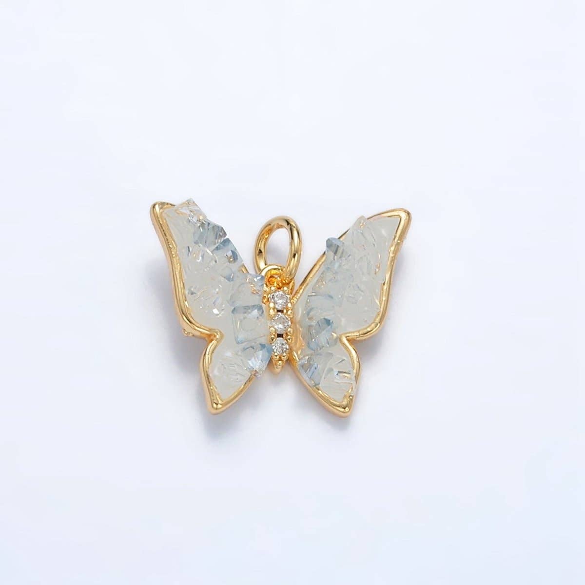 24K Gold Filled Blue Agate Enamel Butterfly Insect Charm | AG933