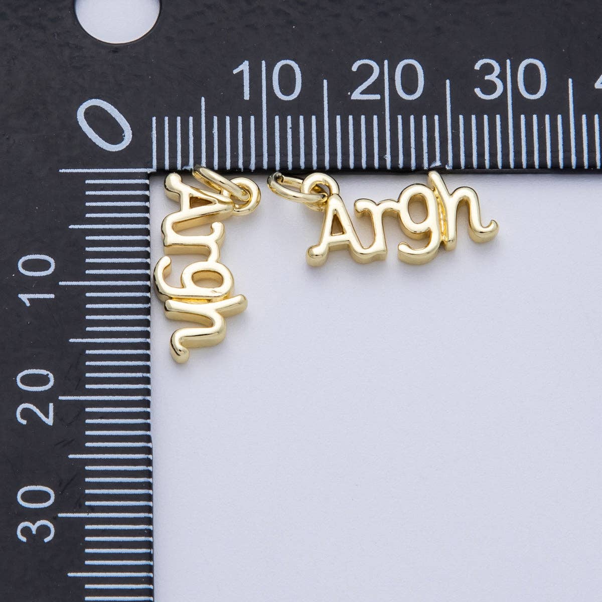 14K Gold Filled 16mm "Argh" Minimalist Script Charm | Charms-00029