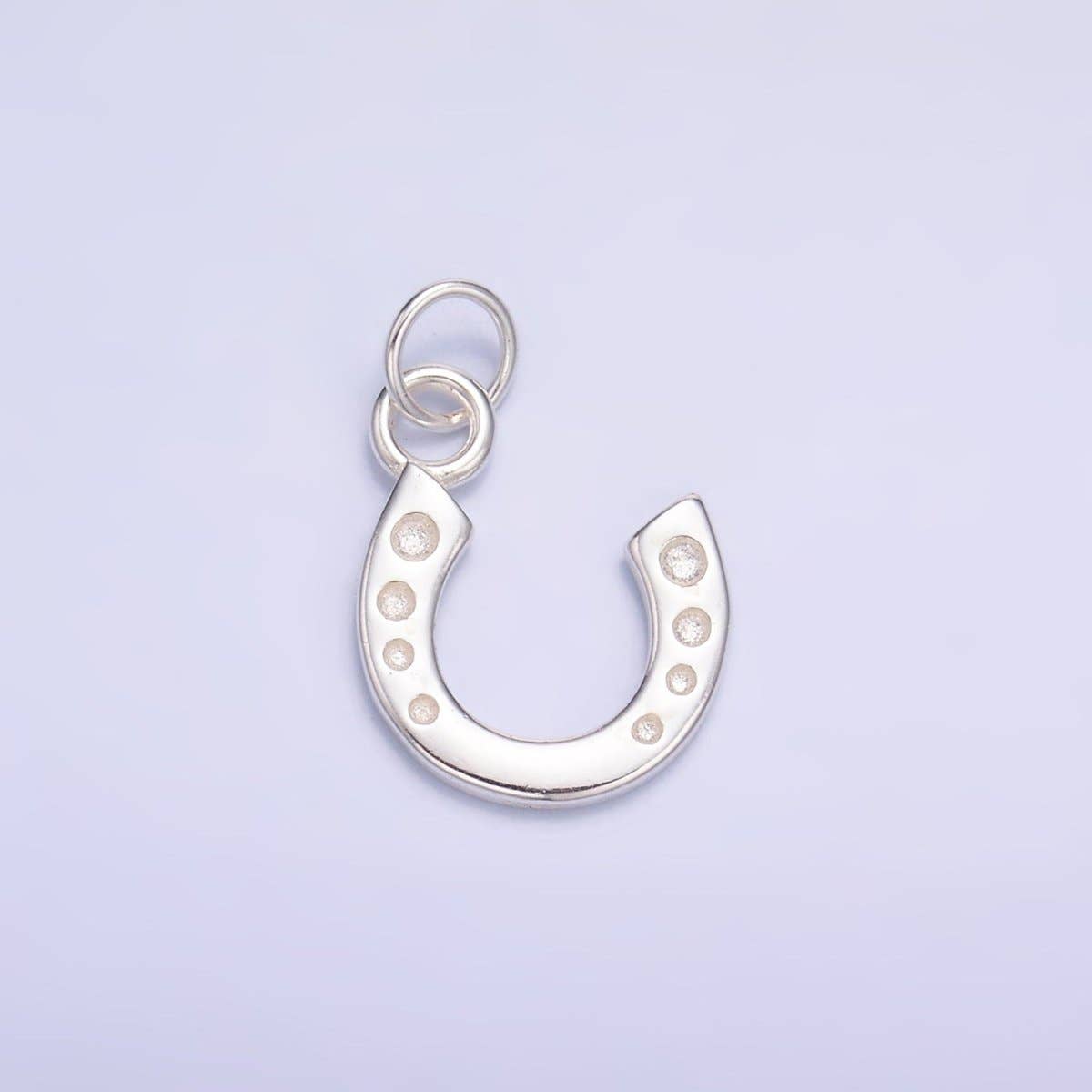 S925 Sterling Silver 11mm Dotted Horseshoe Charm in Gold & Silver | SL-624