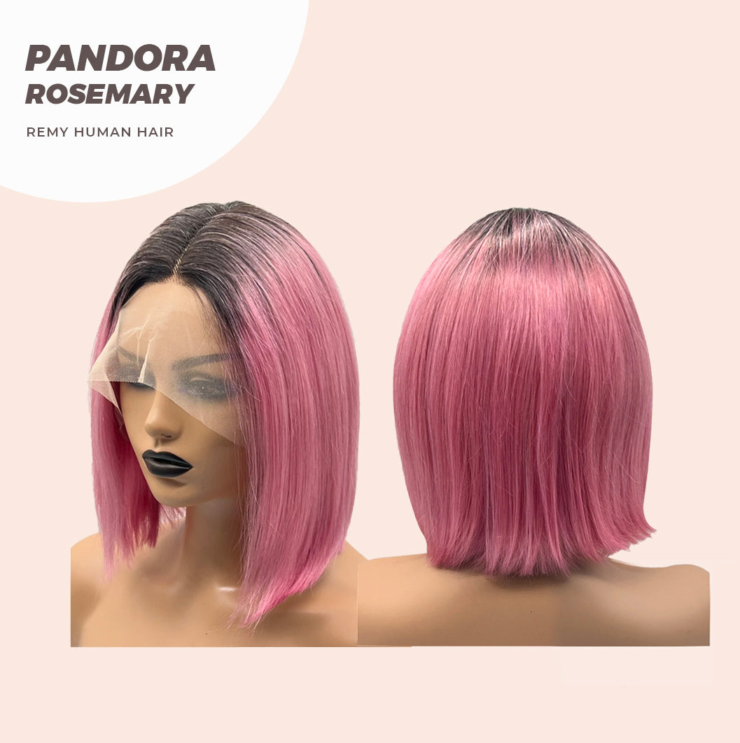 JBEXTENSION 12 Inches Bob Cut Frontlace Real Huaman Hair Crazy Color Wig PANDORA-ROSEMARY