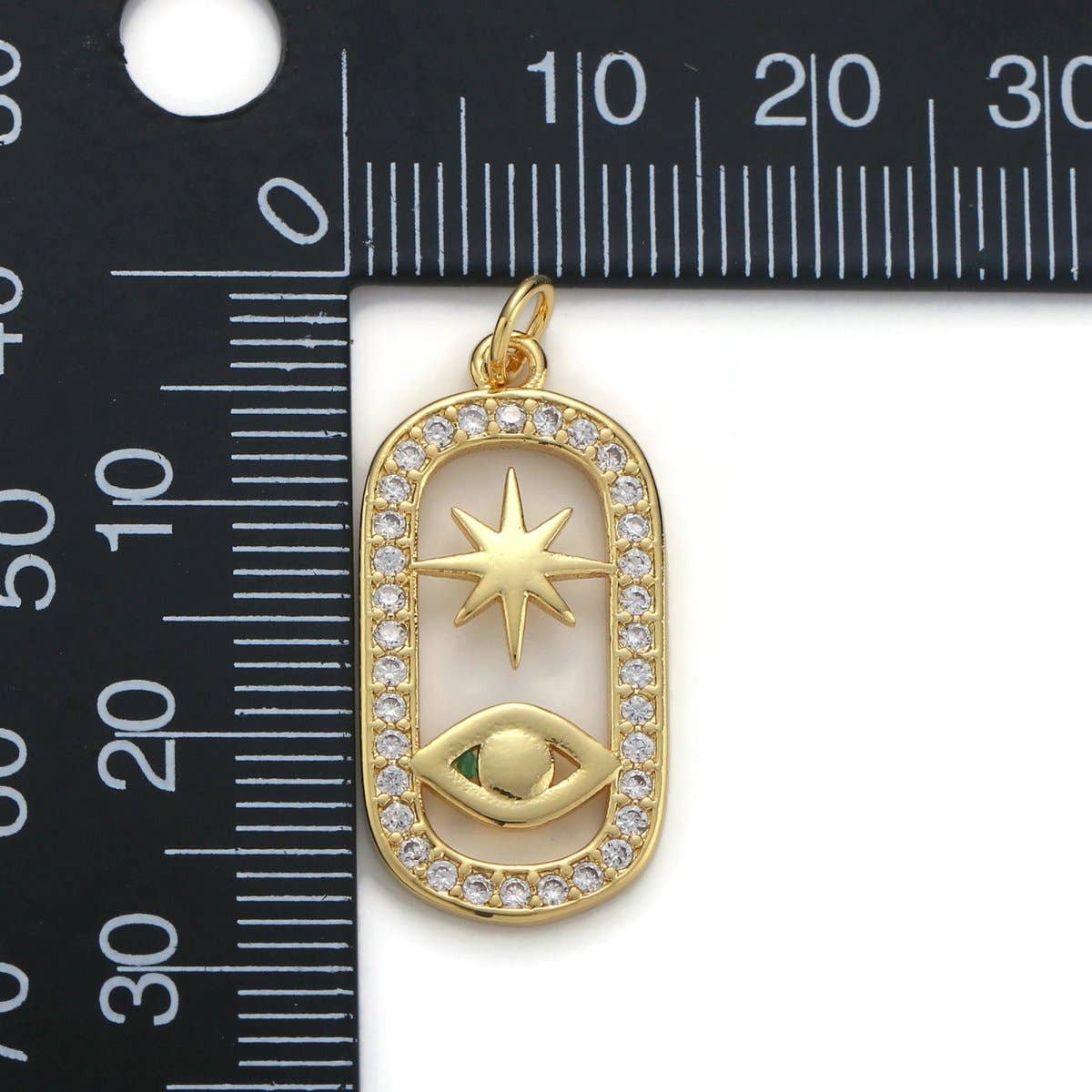 24k Gold Filled Micro Pave CZ Evil Eye Pendant Charm, Evil Eye Star Micro Pave CZ Pendant Charm, For DIY Jewelry D-162