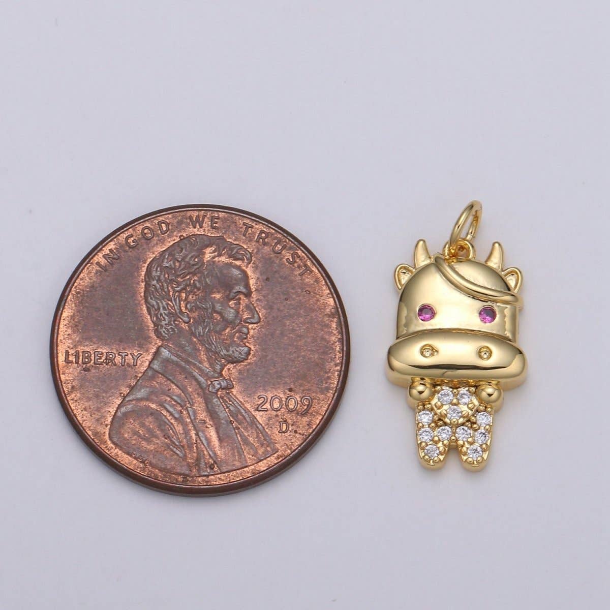 24K Gold Filled Ox Charm Gold Cartoon Style Ox Charm Chinese Zodiac 2021 New Year Animal Charm Kawaii Jewelry for Necklace Bracelet,E-078