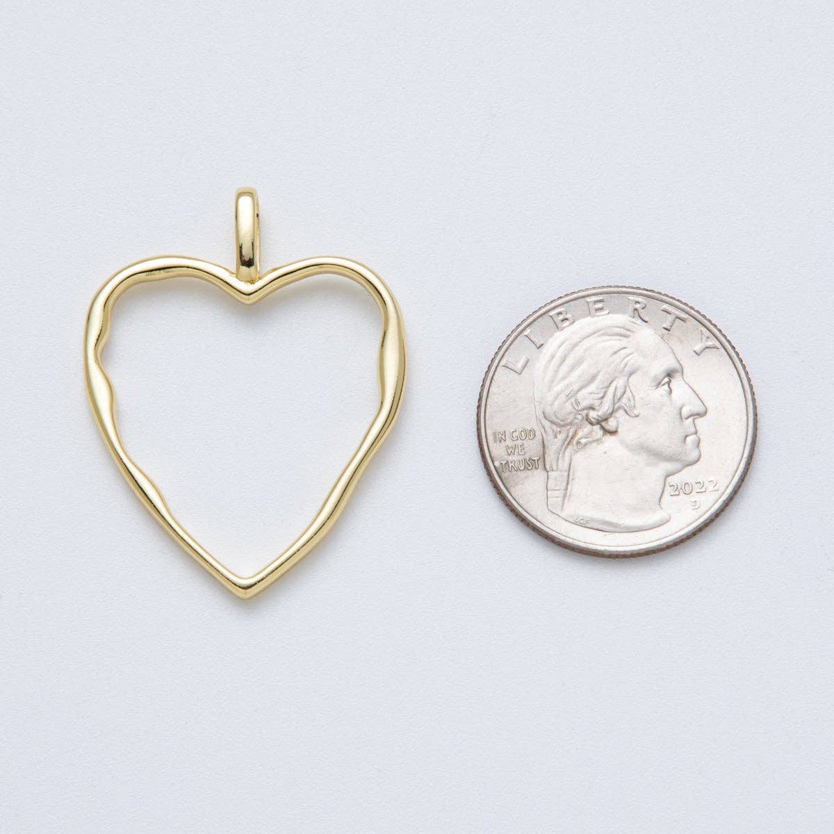 14K Gold Filled 36mm Minimalist Open Molten Heart Charm | Charms-00038