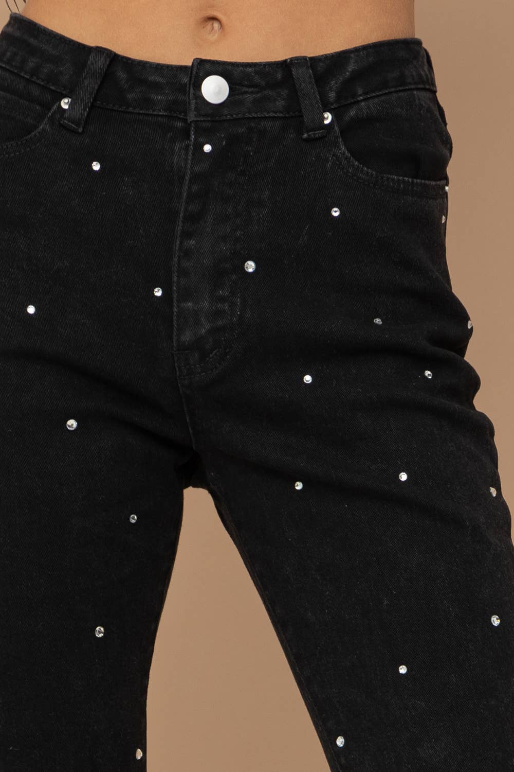 Studded Rhinestone Denim Jeans