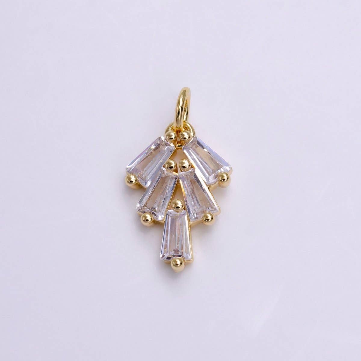 16K Gold Filled Multiple Clear Baguette Mini Drop Add-On Charm | X-019