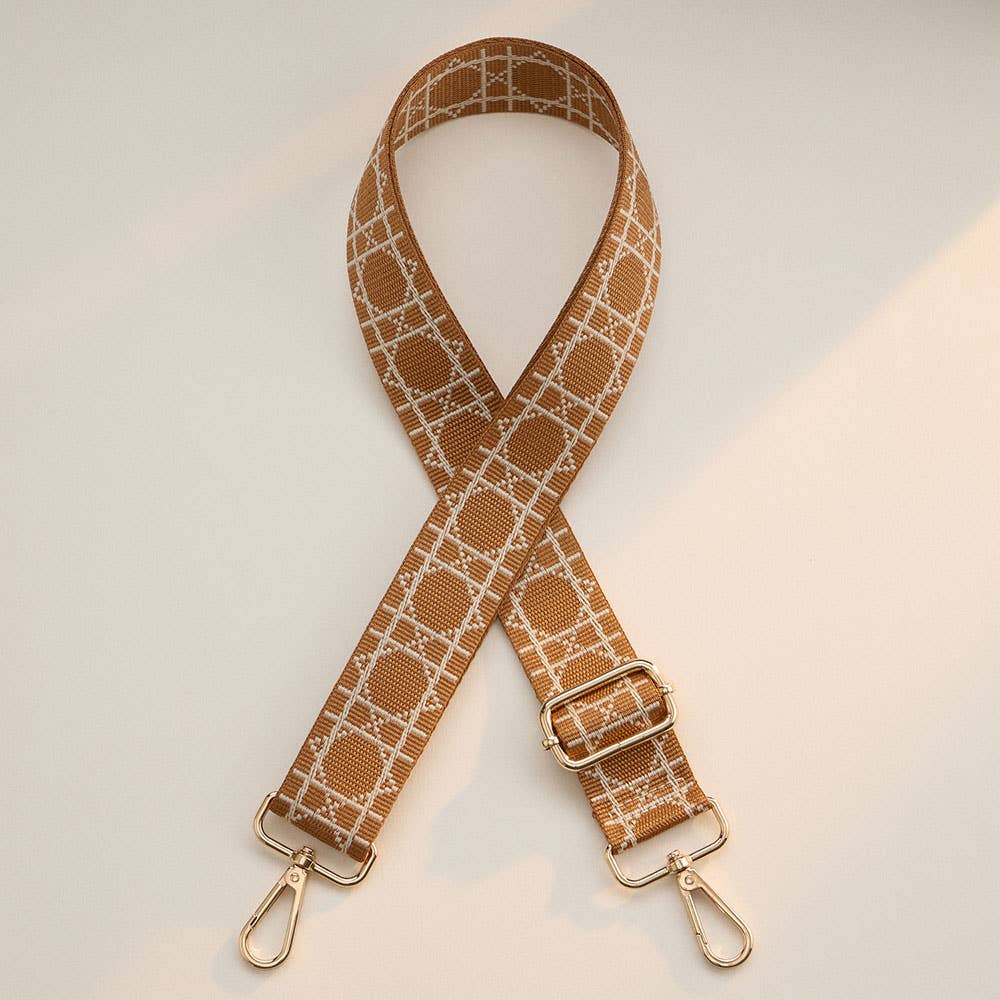 Solid Tumbler Carrier Holder Geometric Pattern Strap Crossbody Bag