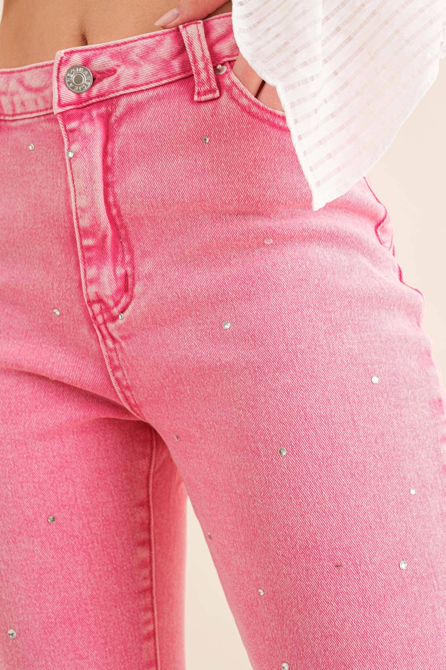 Studded Rhinestone Denim Jeans