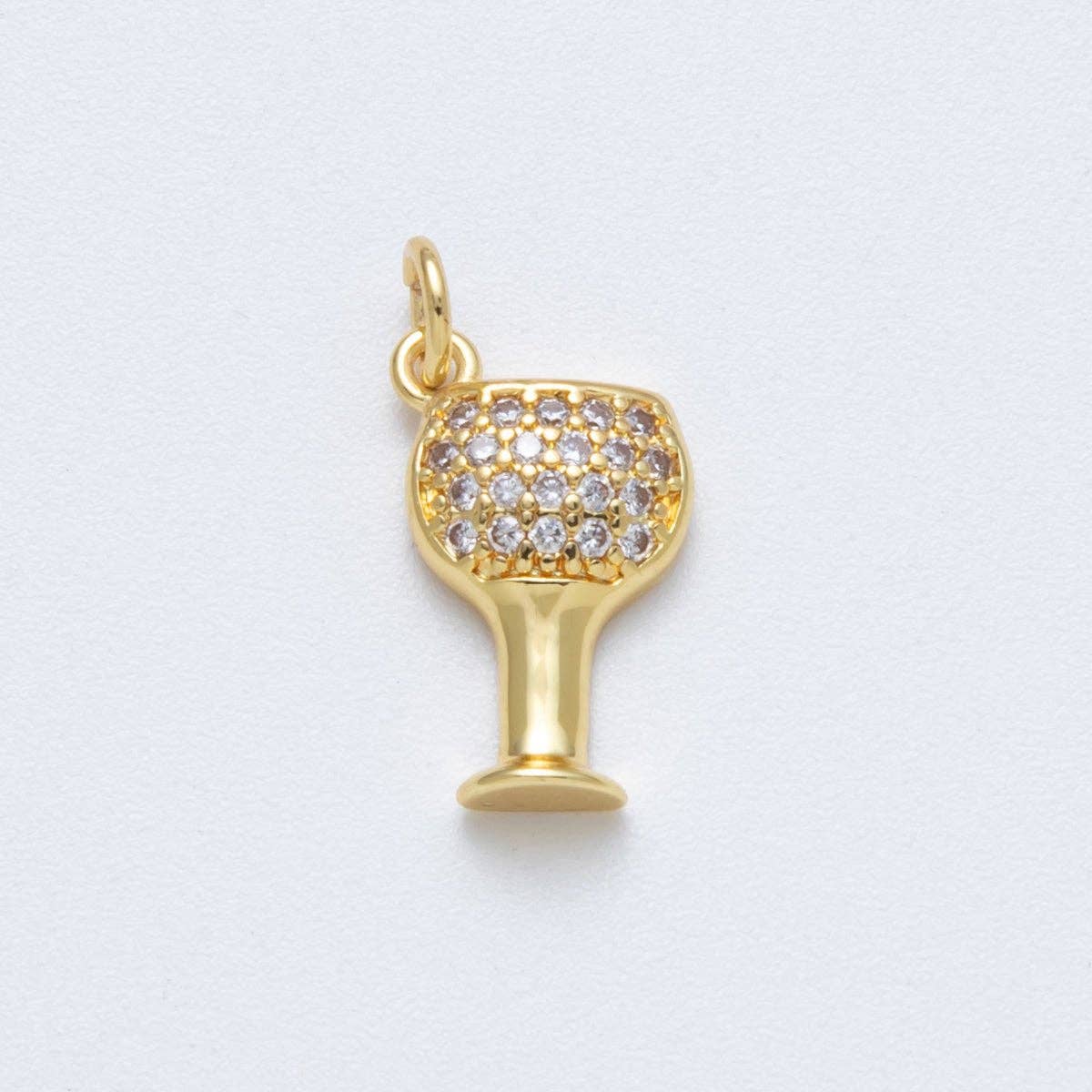 14K Gold Filled 16.6mm Micro Paved CZ Champagne Wine Charm | Charms-00039