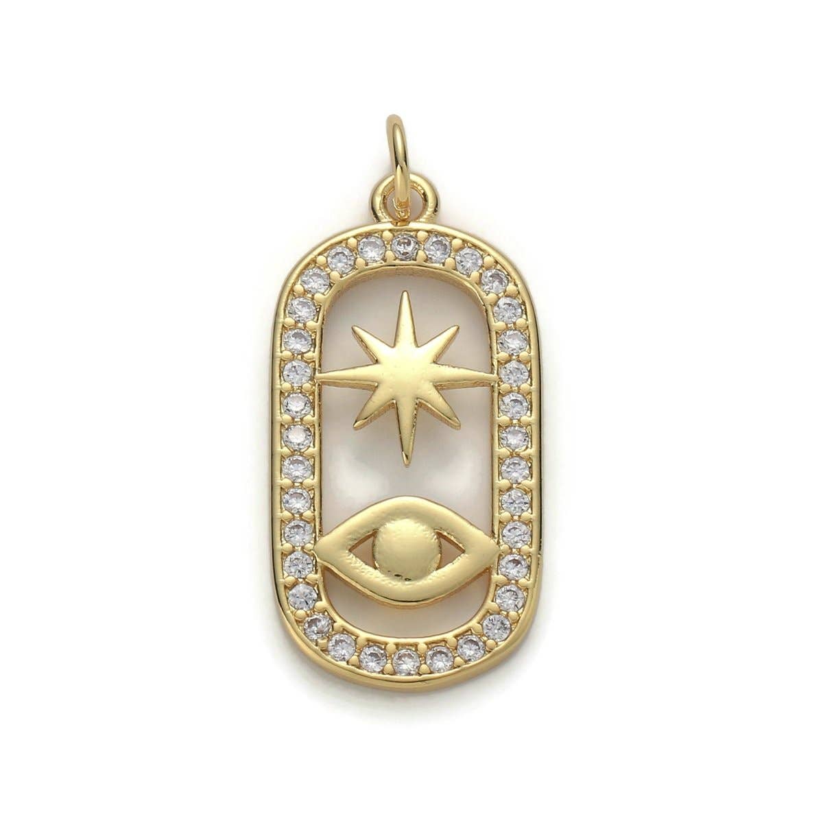 24k Gold Filled Micro Pave CZ Evil Eye Pendant Charm, Evil Eye Star Micro Pave CZ Pendant Charm, For DIY Jewelry D-162
