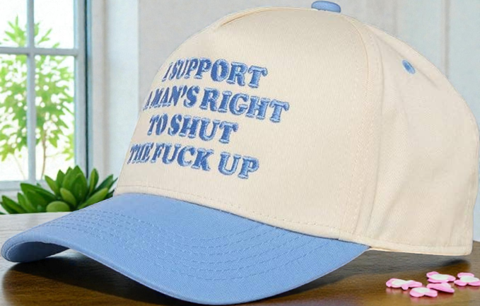 Two Tone Embroidered Cap - Man's Right to Shut Up (Lt. Blue)