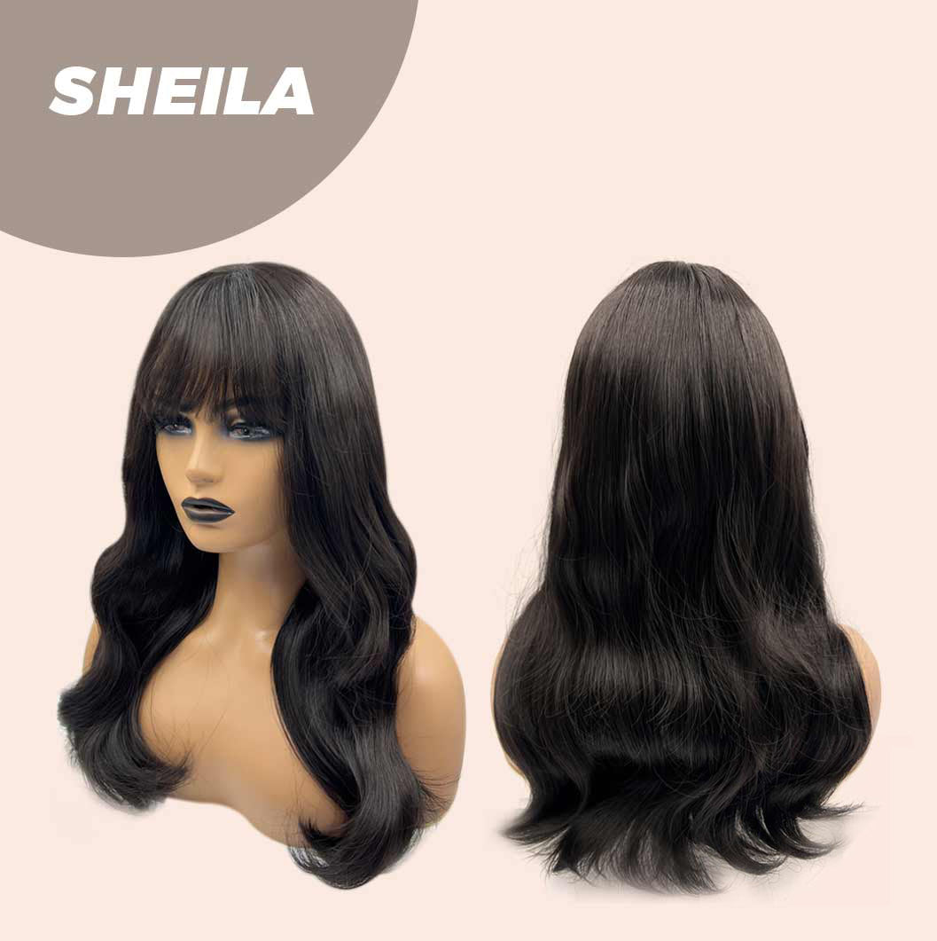 JBEXTENSION 18 Inches Dark Brown Black Curly Wig for Women SHEILA