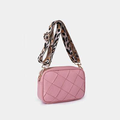 PU Leather Woven Crossbody Bag